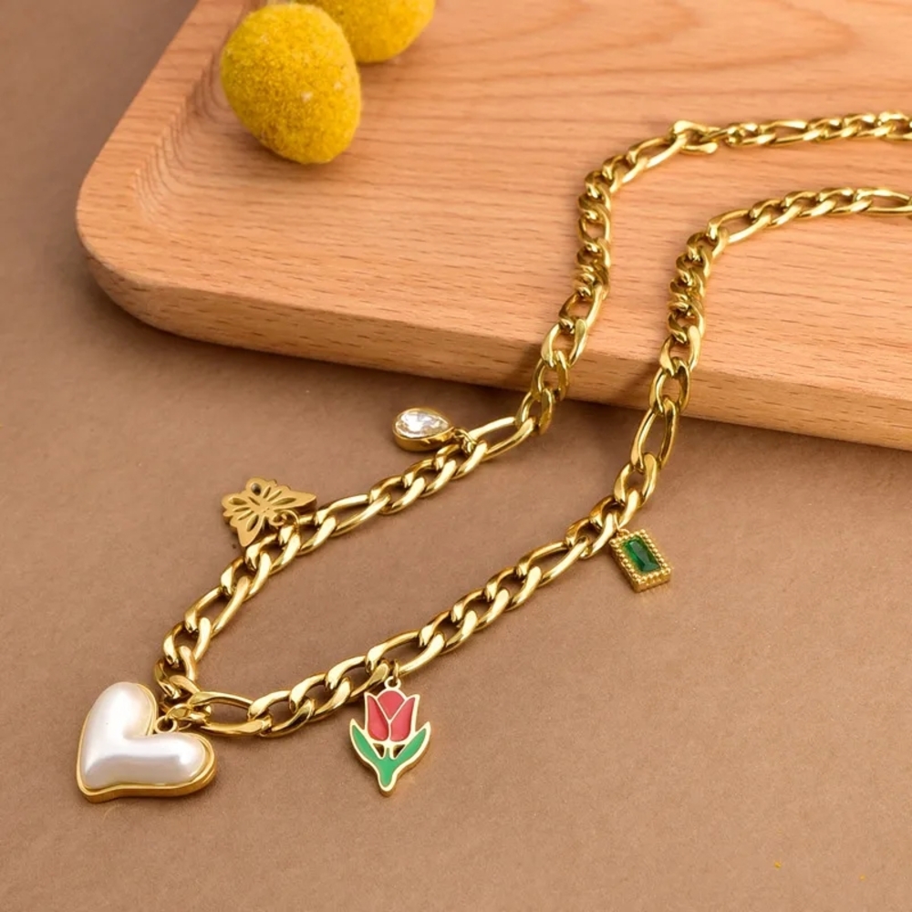 Gold Heart Charm Necklace